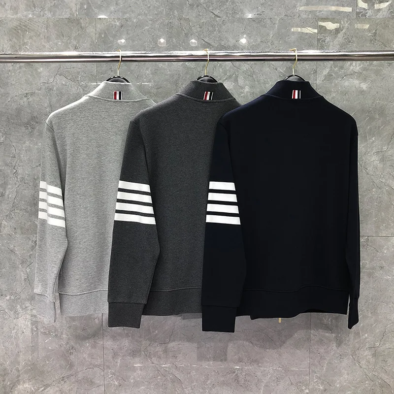 

TB 2021 Fashion THOM Brand Spring Autumn Sweatershirts Cotton Jacket Men Women Solid Baseball uniform Casual Sportswear Coat