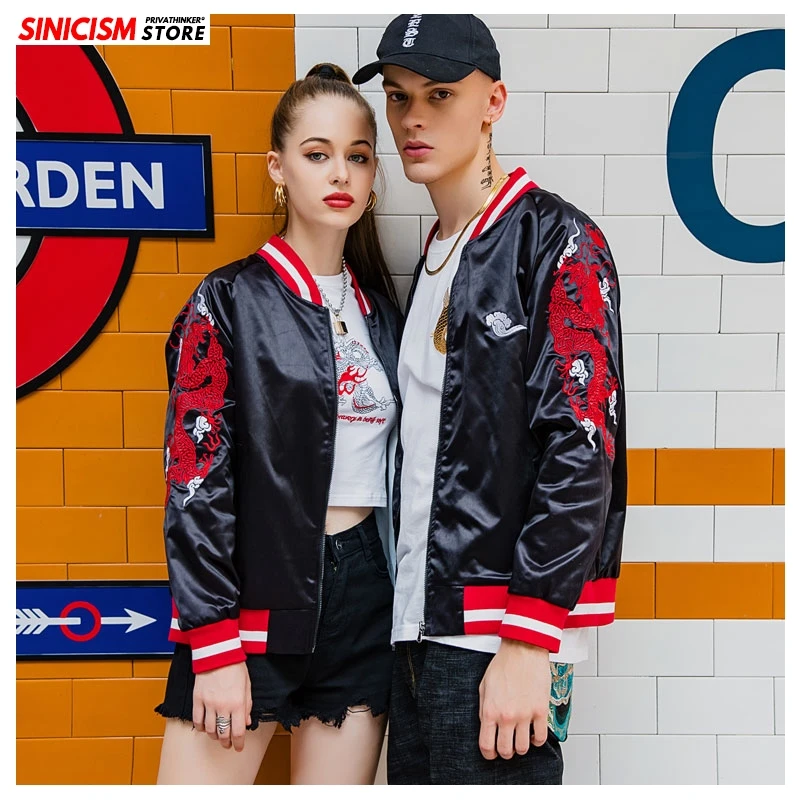 Sinicism Store Мужская осенняя куртка в китайском стиле, Женская свободная модная уличная одежда, мужская куртка-бомбер в стиле хип-хоп с вышивкой