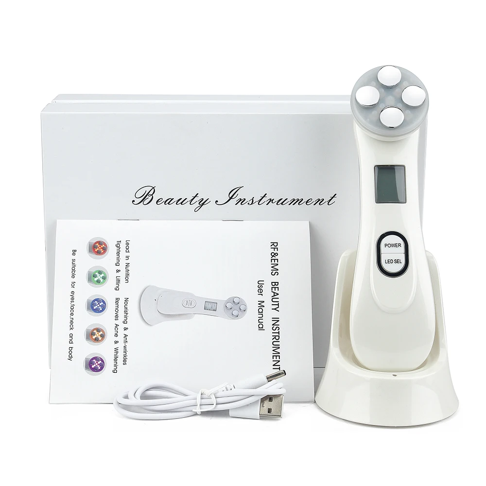 

5in1 EMS RF Radio Frequency Machine Mesotherapy Electroporation Face Beauty LED Photon Face Skin Rejuvenation Remover Wrinkle