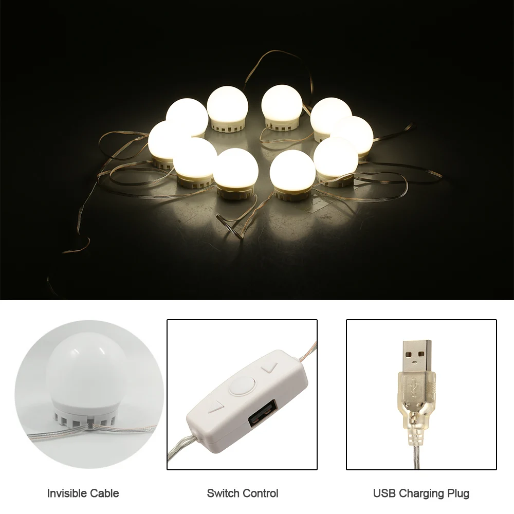 Голливуд светодиодный туалетный столик макияж зеркальные огни комплект и