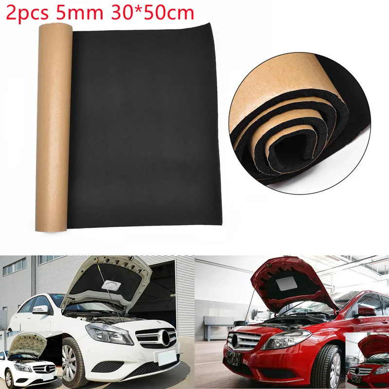 

2pcs 5mm 30*50cm Sound Insulation Cotton Rubber And Plastic Car Sound Insulation Cotton Car Soundproof Deadener Heat Insulation