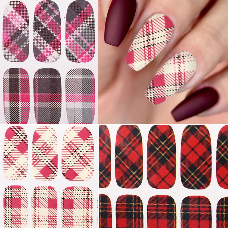 1 лист наклейки для ногтей смешанные узоры проверенные цветные на ногти красные