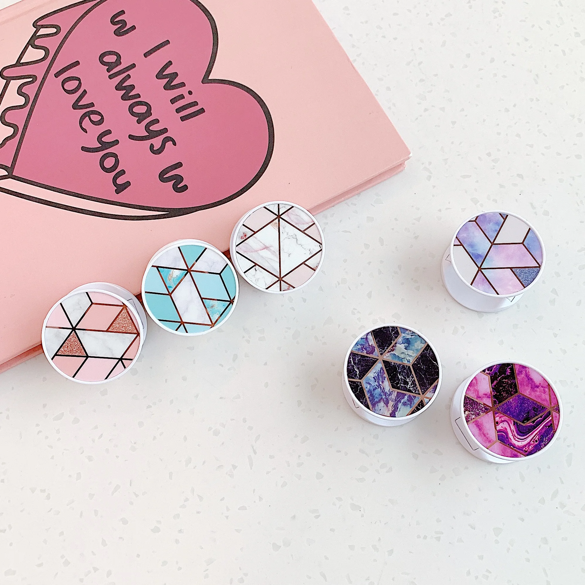 Геометрическая мраморная Складная подставка для телефона держатели смартфонов