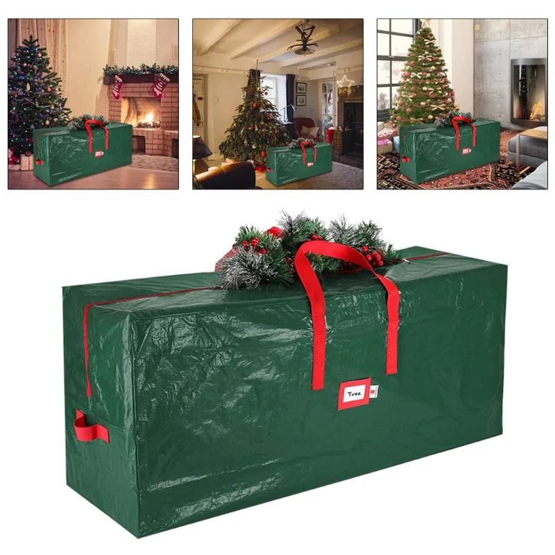 

Green Oxford Artificial Christmas Tree Storage Bag with 2 Reinforced Handles and Sleek Zipper Holiday Tree Storage Case