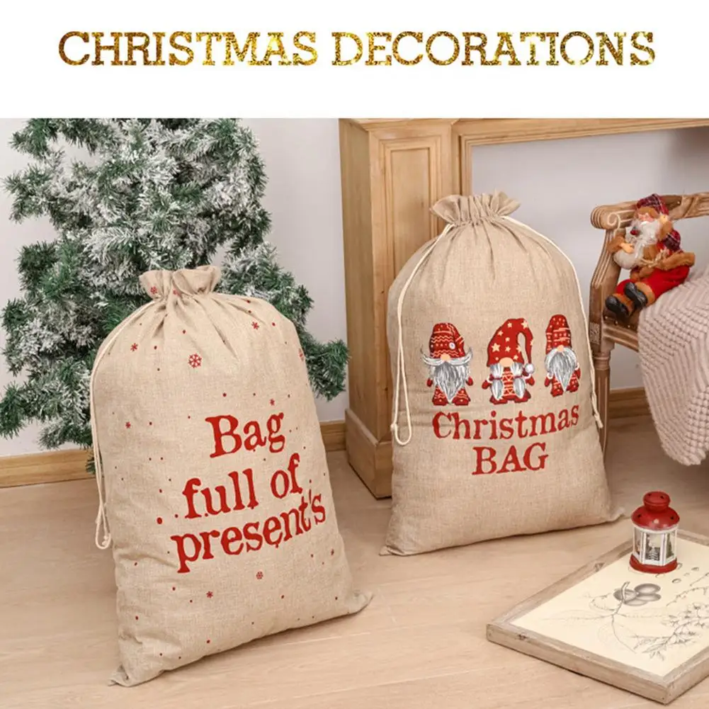 

Christmas Gift Sacks Santa Gifts Canvas Bag Drawstring Santa Bag Large Santa Claus Children's Gift Bags Storage Bag Home Decor