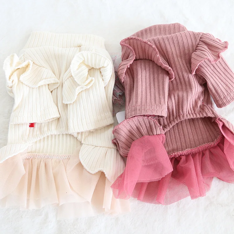 Новые Брендовые юбки для щенков осенне зимнее вязаное платье собак элегантная