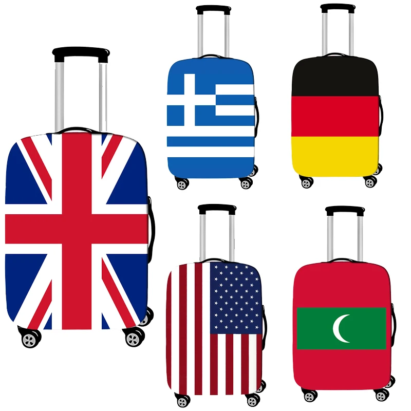 3D Printed Flag Suitcase Cover Travel Dust Cover Suitcase Trolley Luggage Protection Cover Russia Spain Luggage Suitcase Cover