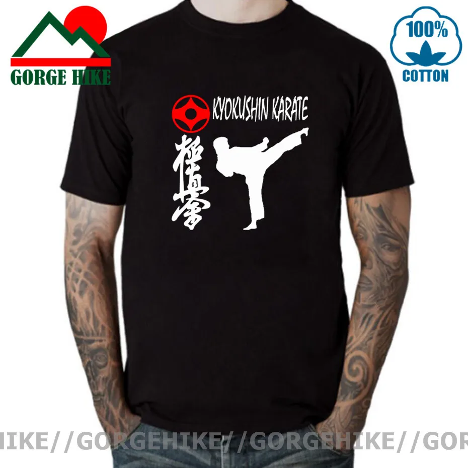 Свободная Черная Футболка Kyokushin Karate Kai Fighting боевые искусства футболка Masutatsu Oyama