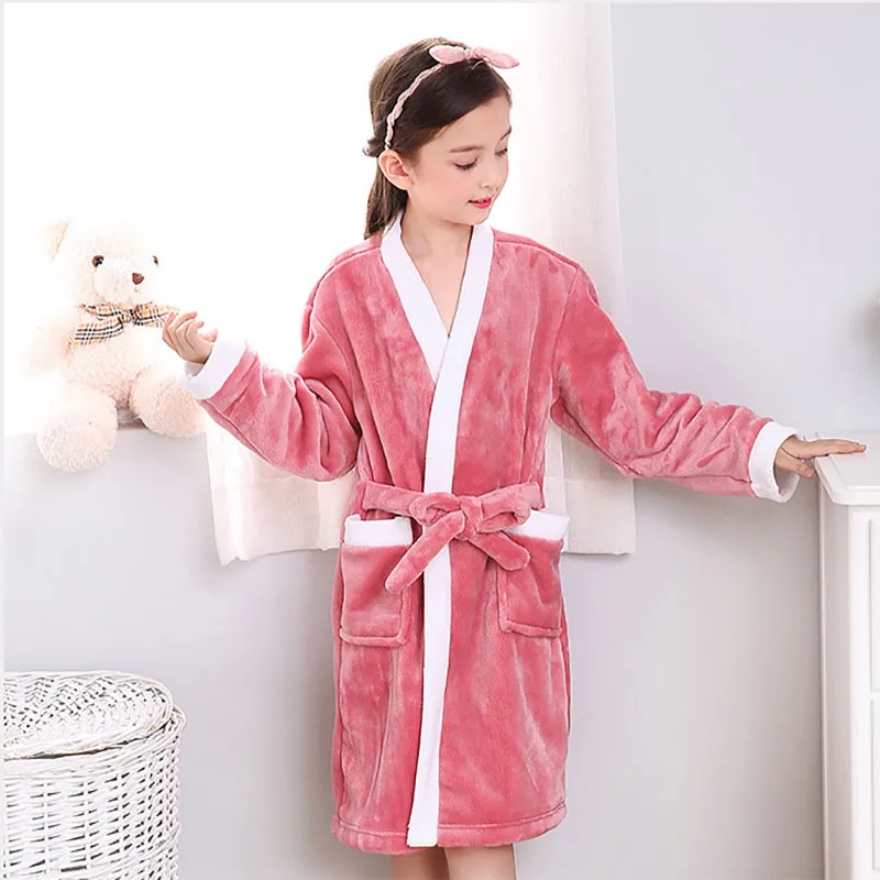 Пижамы для мальчиков и девочек зимний детский банный халат флисовые халаты