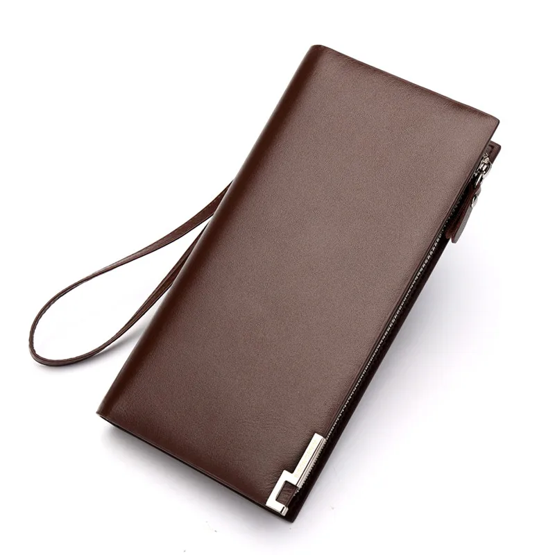 N8017 coffee BISON DENIM мужской бумажник из натуральной кожи, классический длинный клатч, кошелек с отделением для монет, на молнии, кошелек для телефона, Роскошный кошелек для мужчин - Цвет: N8017 coffee