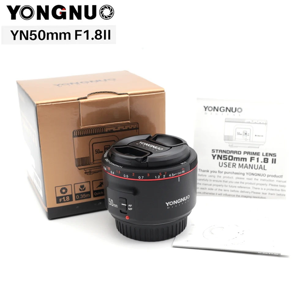YONGNUO YN50mm F1.8 II фиксированный EF с большой апертурой объектив камеры для Canon эффект