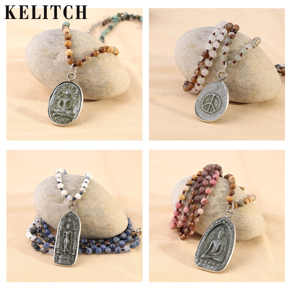 Ожерелье KELITCH Boho ювелирное изделие резной кулон Будды счастливый амулет ожерелье