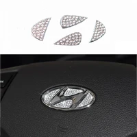 car steering wheel logo diamond decoration cover sticker for hyundai i10 i20 i30 ix35 ix55 tucson sonata elantra accessories