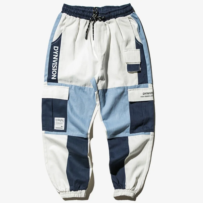 

Hip Hop Patchwork Multi Pockets Harem Cargo Pants Men Fashion Harajuku Casual Streetwear Joggers Male Fashion Track Trousers Men