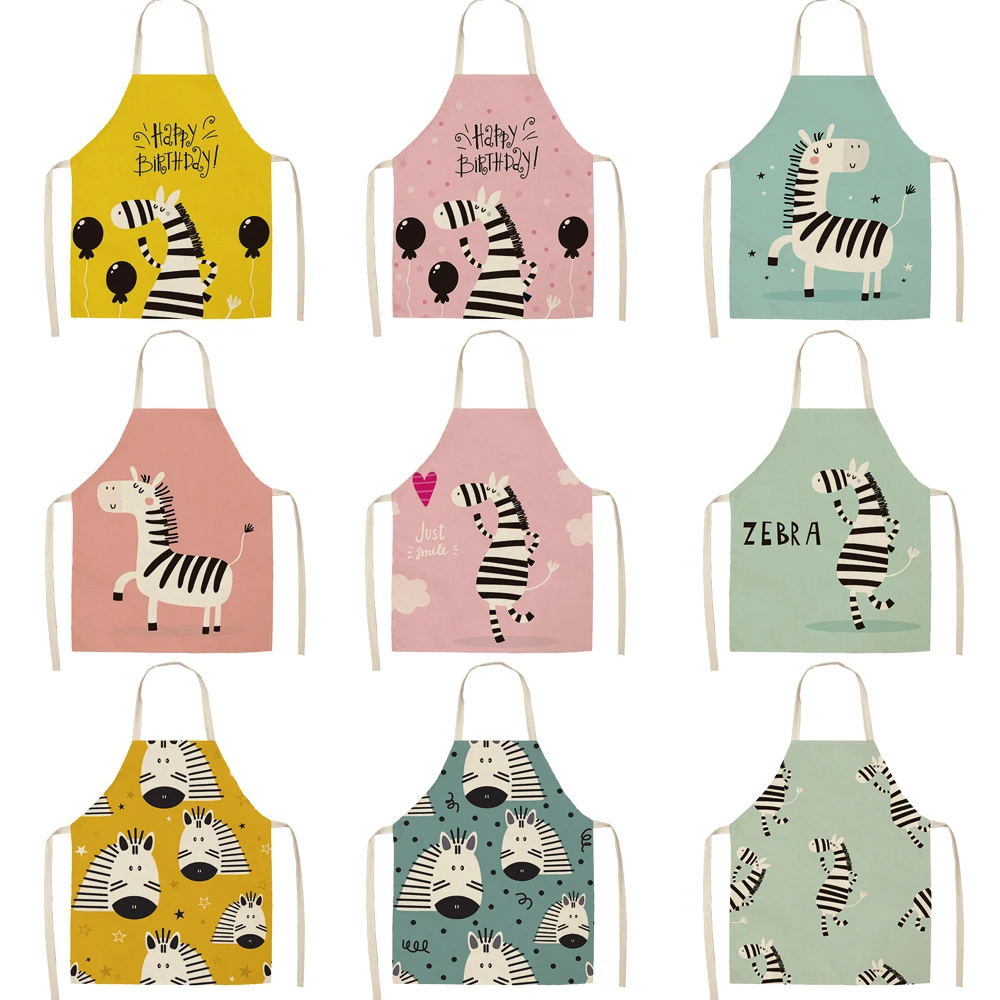 

Silstar Tex Cute Zebra Apron Bibs Cartoon Animals Clean Aprons For Women Home Cooking Baking