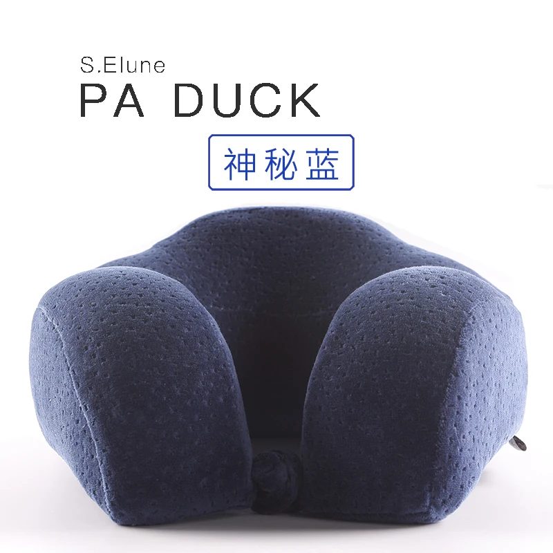 Memory Foam хлопок u-образная подушка для шеи шейный самолет подушка для путешествий подушки для обеда - Цвет: pa duck(Blue)