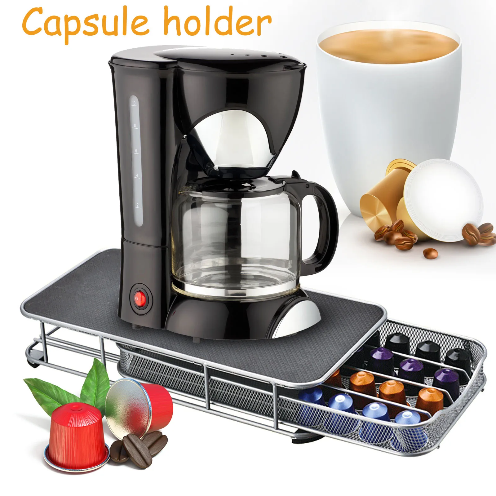 

Kitchen Accessories ron Art Desktop Coffee Machine Base Can Hold 40 Coffee Capsules Kitchen Organizer Accessories