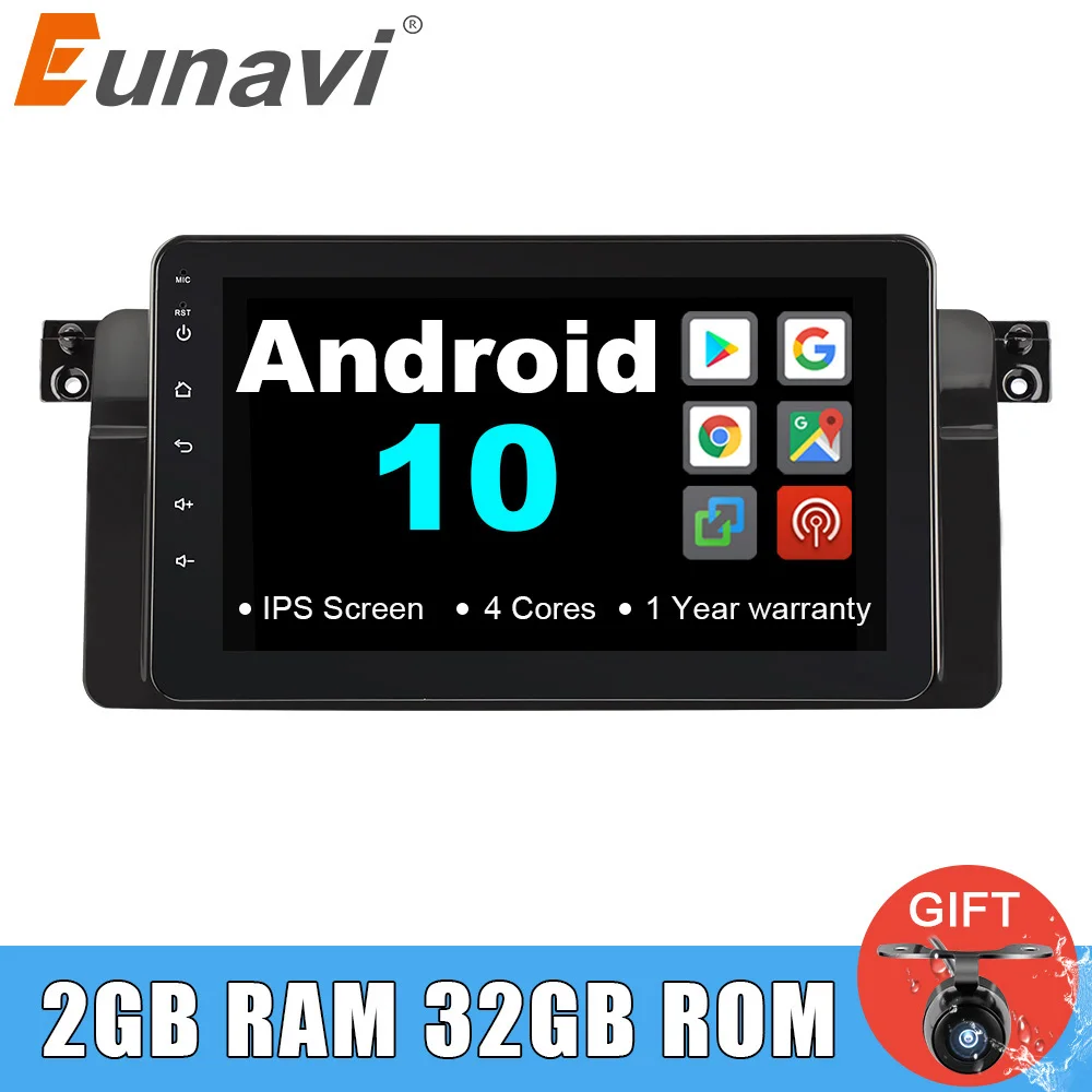 Eunavi 1 Din Android 10 автомобильное радио стерео Мультимедиа для BMW E46 M3 318i 320i 325i Авторадио