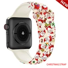 Силиконовый ремешок для Apple Watch band 44 мм 40 мм 45 мм 41 мм 42 мм 38 мм 44, Рождественский женский браслет с принтом для iwatch Series 6 5 3 4 se 7