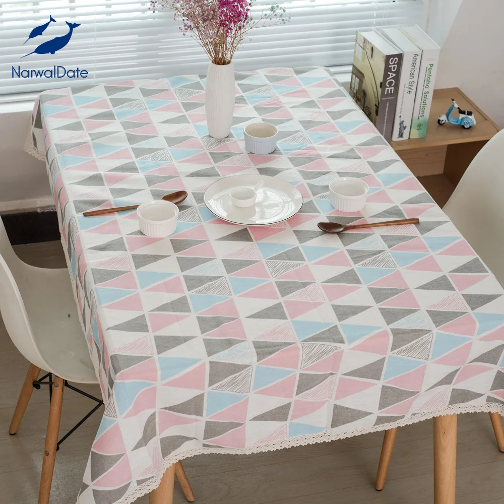 Скатерть прямоугольная с геометрическим принтом современное хлопковое