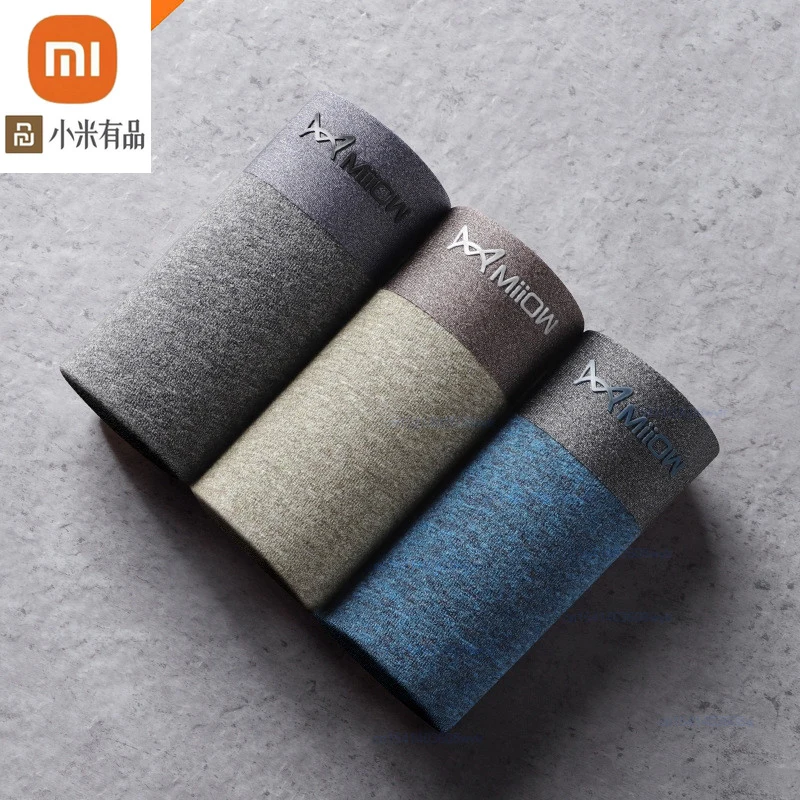 

Мужские графеновые антибактериальные шорты-боксеры Xiaomi 3 шт./лот, Молодежные бесшовные спортивные шорты, однотонное дышащее хлопковое нижн...