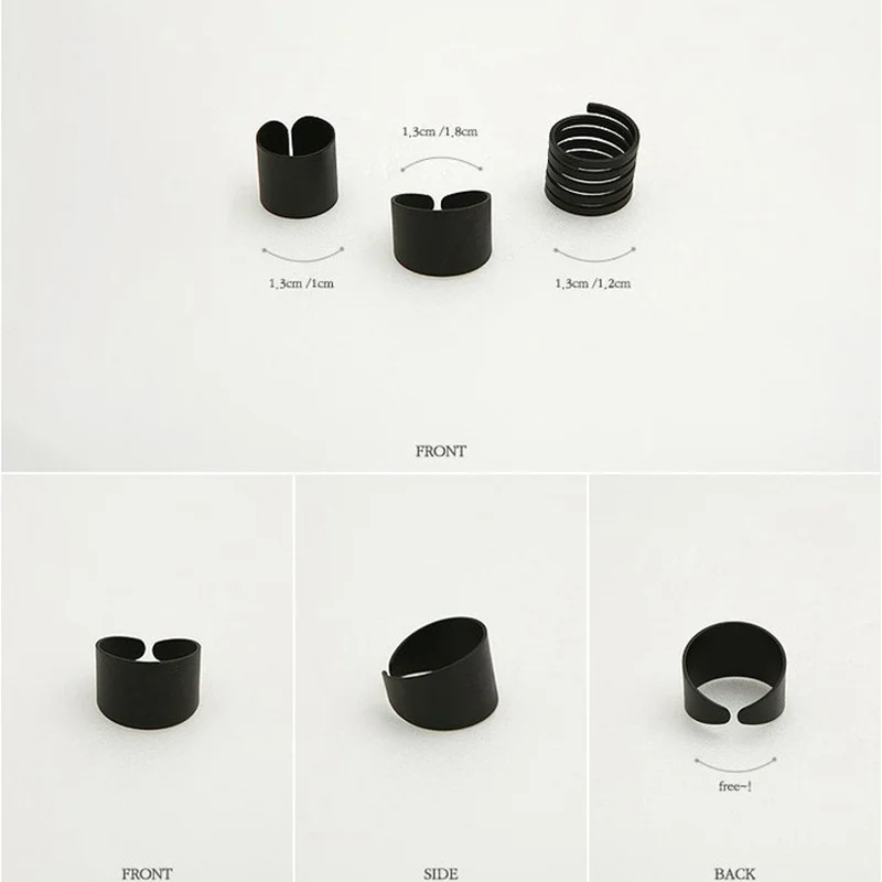 

Ring Set Jewelry Adjustable Matte Black Ring Spiral Ring Korean Version Ring Female Korean Version Open Tail Ring Jewelry