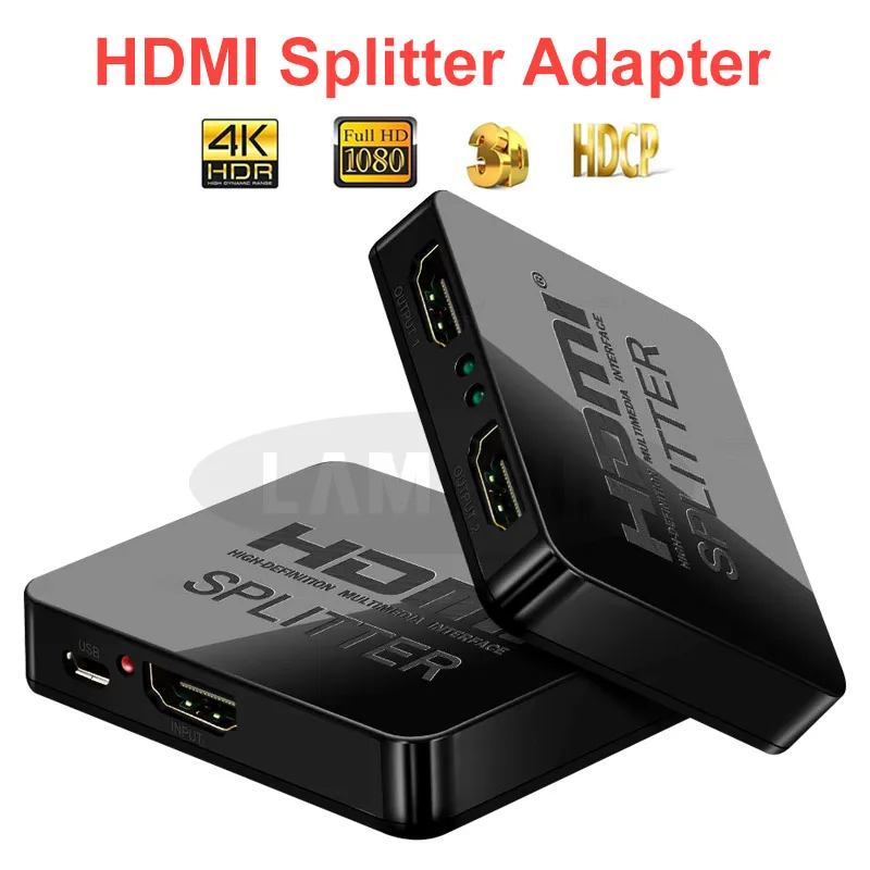 

HDMI Splitter 1 in 2 Out 1080P HDTV HDMI Switch Amplifier for TV1080P HDMI Adapter Splitter Cable Adapter Converter for DVD