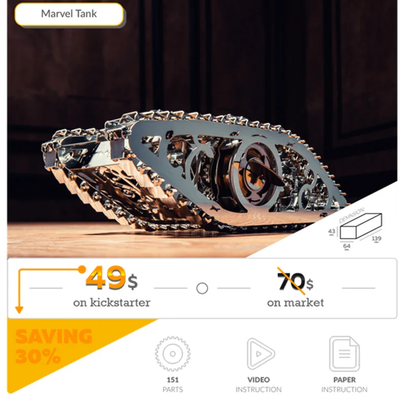 Tank 3D DIY металлическая головоломка модель механический Танк управляемый механическим пружинным приводом лазерная резка головоломки Коллекция игрушек подарок друзьям - Цвет: Tank