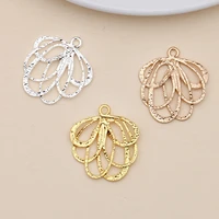 20pcs 24x26mm metal gold flowers filigree wraps retro charms pendant for diy jewelry making accessories handmade crafts material