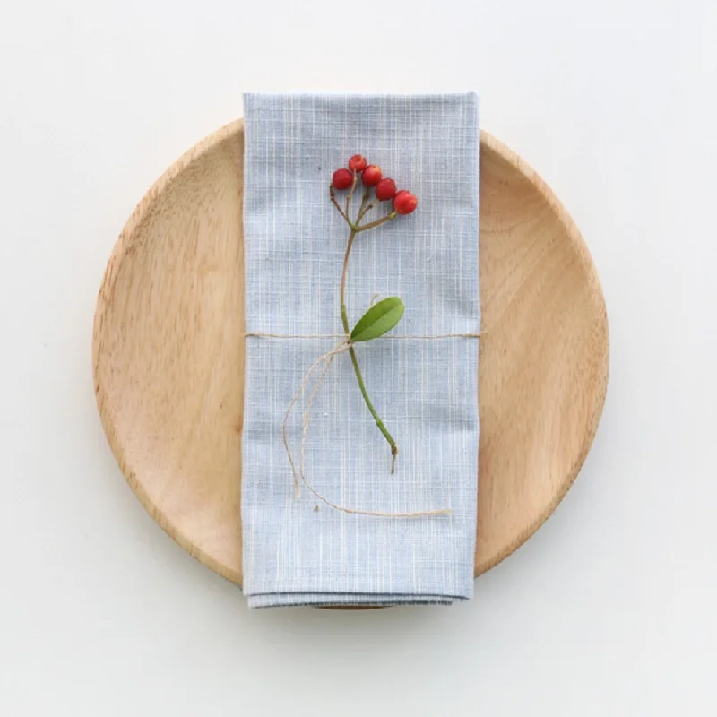 

4 pcs/set Linen Cotton Table Napkins 30x45cm 45x60cm Plain Strip Table Mats Home Kitchen Tea Towels on the table