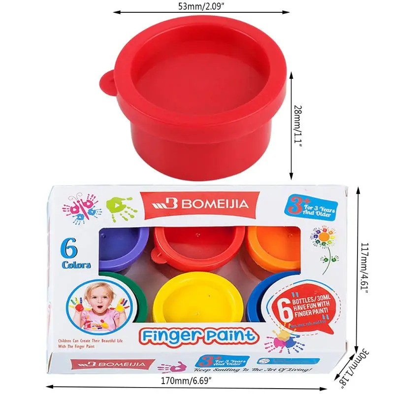 

30ml 6 Vibrant Colors Washable Gouache Paint for Kids School Finger Paint