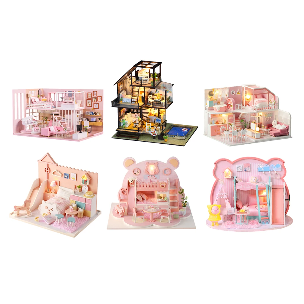 

Dollhouse Miniature with Furniture, DIY Wooden Dollhouse Kit Plus Dust Proof and Music Movement, Creative Room