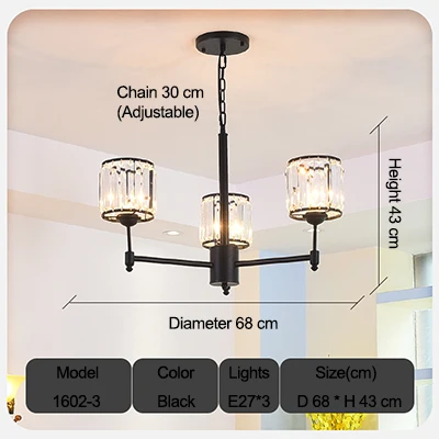 3 Light Luxury Crystal chandelier for Living Room Classic Crystal Chandelier Light Fixtures Bedroom Gold Lamp LED Crystal Lamp Ceiling - Цвет абажура: 3 Light
