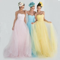 vnaix p2017 newest 2015 sweetheart sleeveless yellow blue tulle a line simple and elegant long formal prom dresses 2015