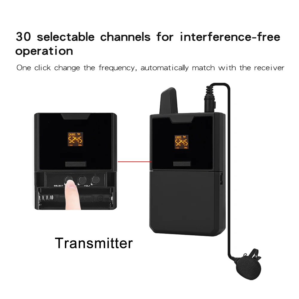 Camera Lapel Wireless Lavalier Microphone with Audio Monitor Function for TikTok Hones DSLR DV Camcorder Webcast Interviews enlarge