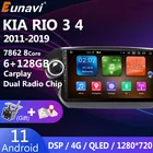 Eunavi 2 Din Android 11 автомобильное радио для Kia RIO 3 4 магнитофон 2011 - 2019 мультимедийный видеоплеер головное устройство DVD GPS Navi 4G FM