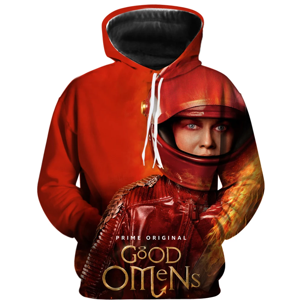 Новое поступление мужские толстовки Good Omens Crowley и Azirafale модный Повседневный