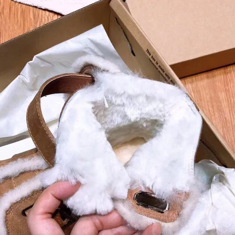 Зимние сапоги женские зимние на овечьем меху Новинка 2019 года женская кожаная