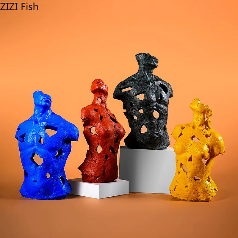 

Modern Simple Color Bust Portrait Sculpture Decoration Creative Abstract Resin Crafts Home Living Room Coffee Table Decorations
