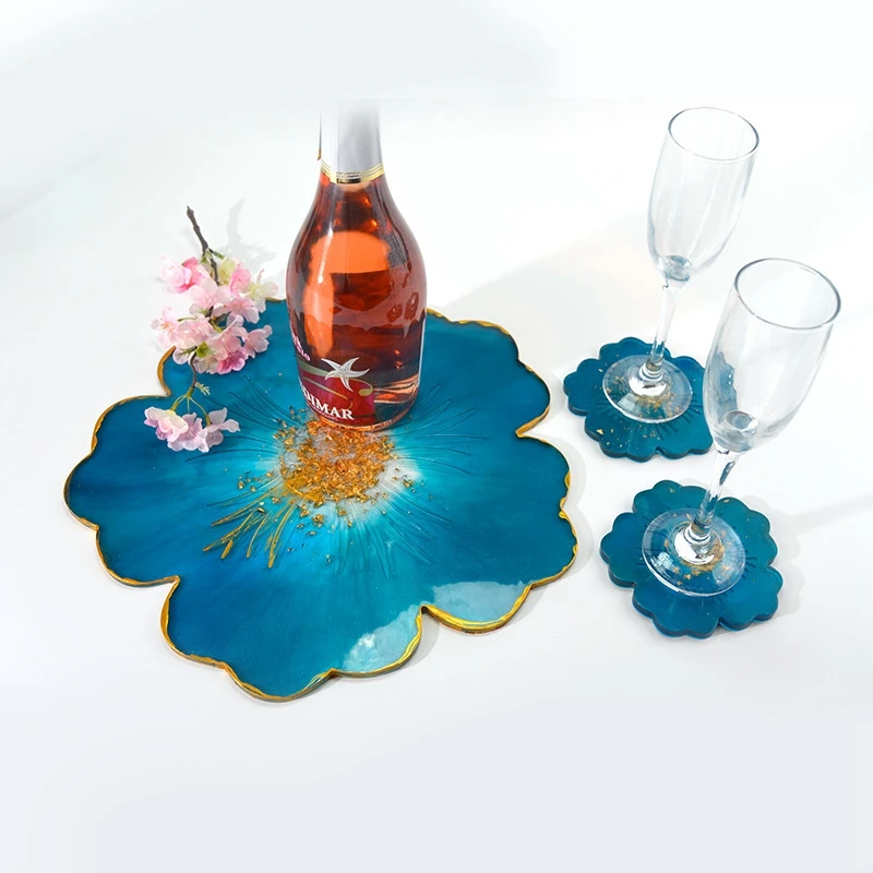 

Crystal Sakura Flower Coaster Silicone Mold with Sticker for Making Epoxy Resin Art Supplies Make Your Own Coaster