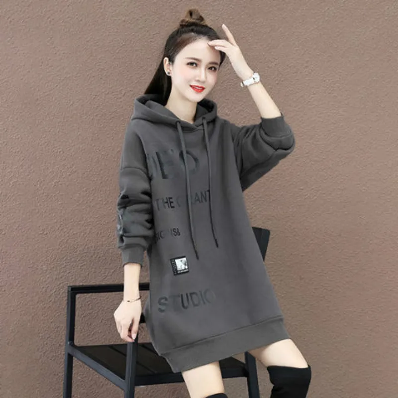 

Winter New Style Plus Velvet Thick Warm Sweater Women Mid-length Japanese Korean Version Loose Fat Mm Large Size Slimming Top