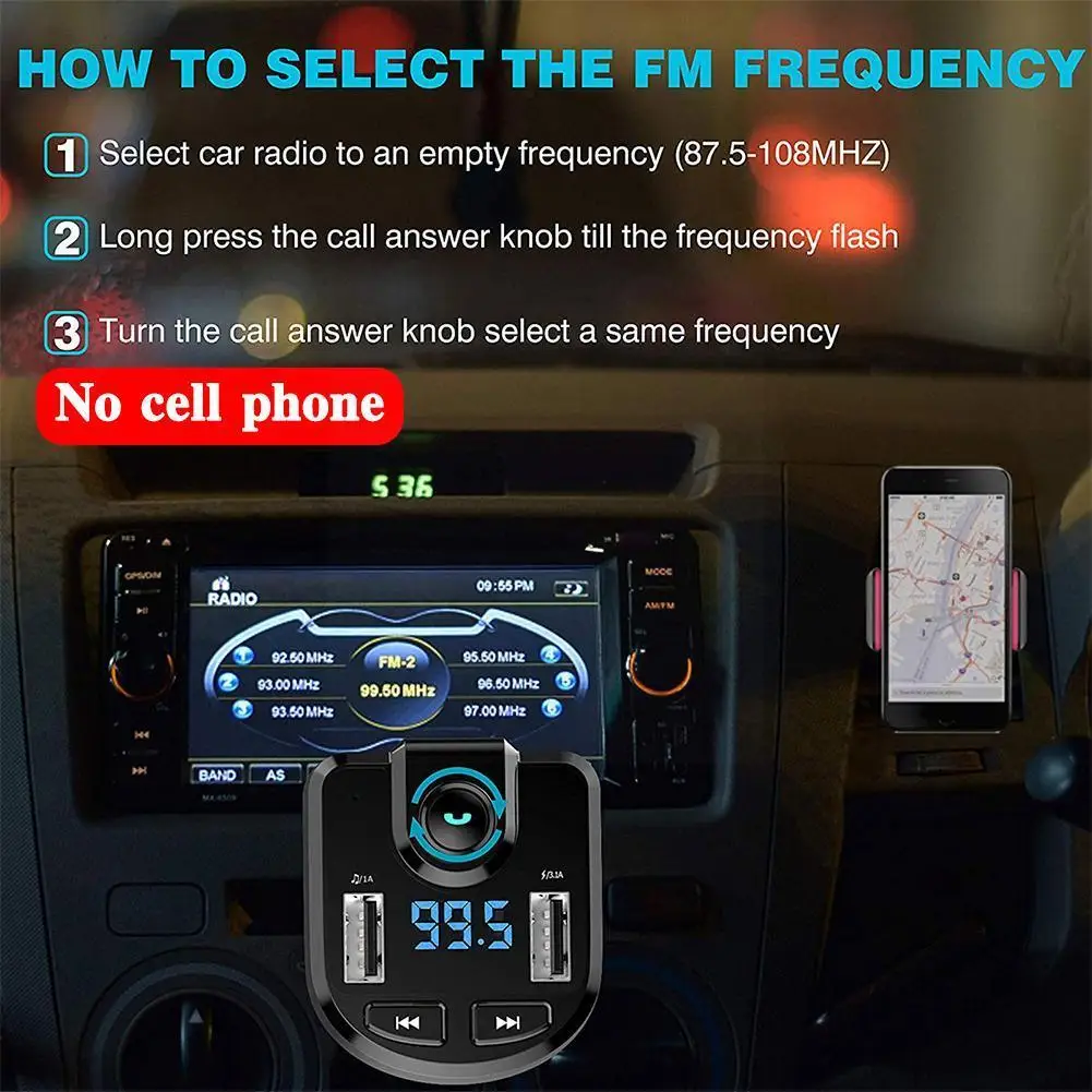 Bluetooth совместимый автомобильный комплект FM передатчик Громкая связь аудио радио
