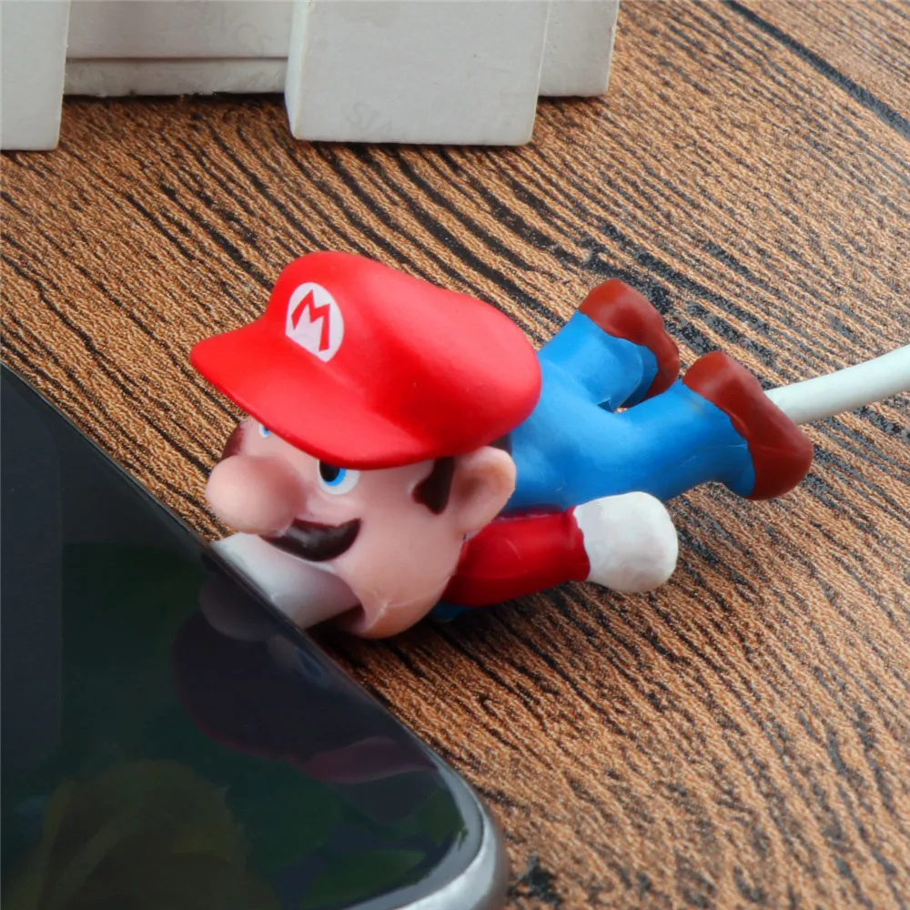 Защита от укуса кабеля с героями мультфильмов супер Marios для Iphone usb держатель