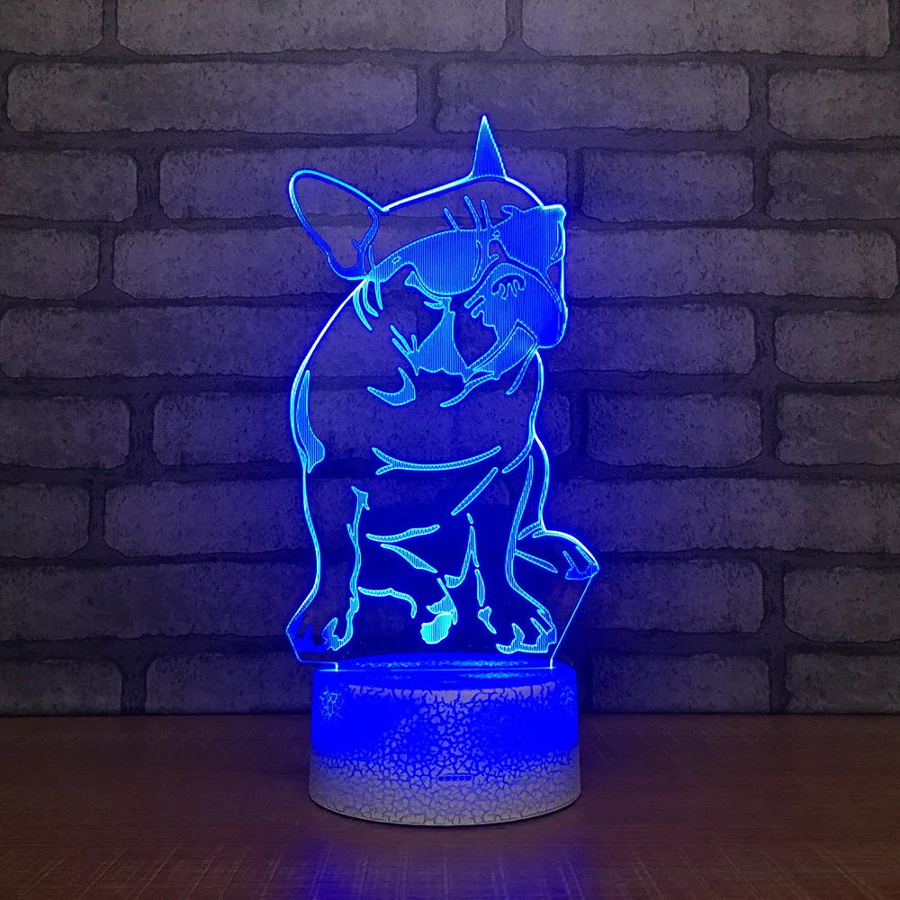 

Dog With Glasses LED RGB Night Light 7 Color Change Desk Light Action Figure PVC Kids Toys Brinquedos Christmas Gift