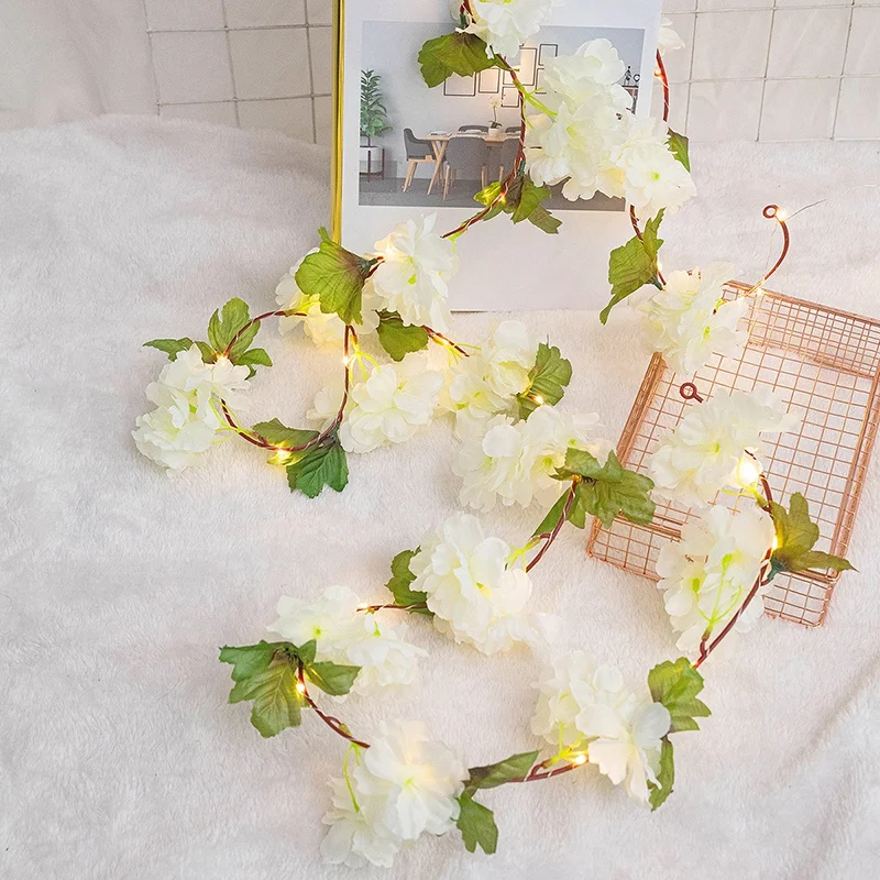 

2.2M 25LED Leaf-Shaped Handmake Artificial Green Leaves Lights for Wedding Decoration Christmas Wreath