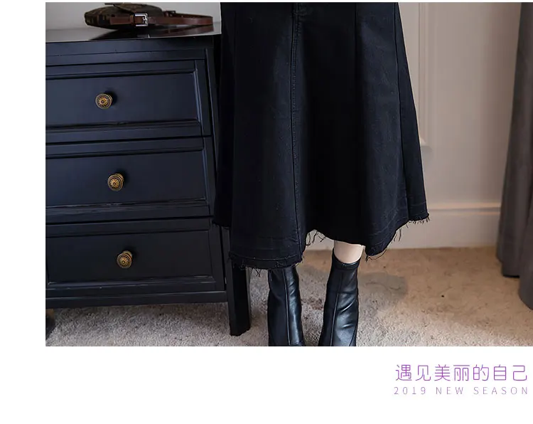 

Black Fish Tail Denim Skirt Women Stretchy Spring Autumn Buttons High Waist Mermaid Trumpet Jeans faldas mujer moda 2019 B99991