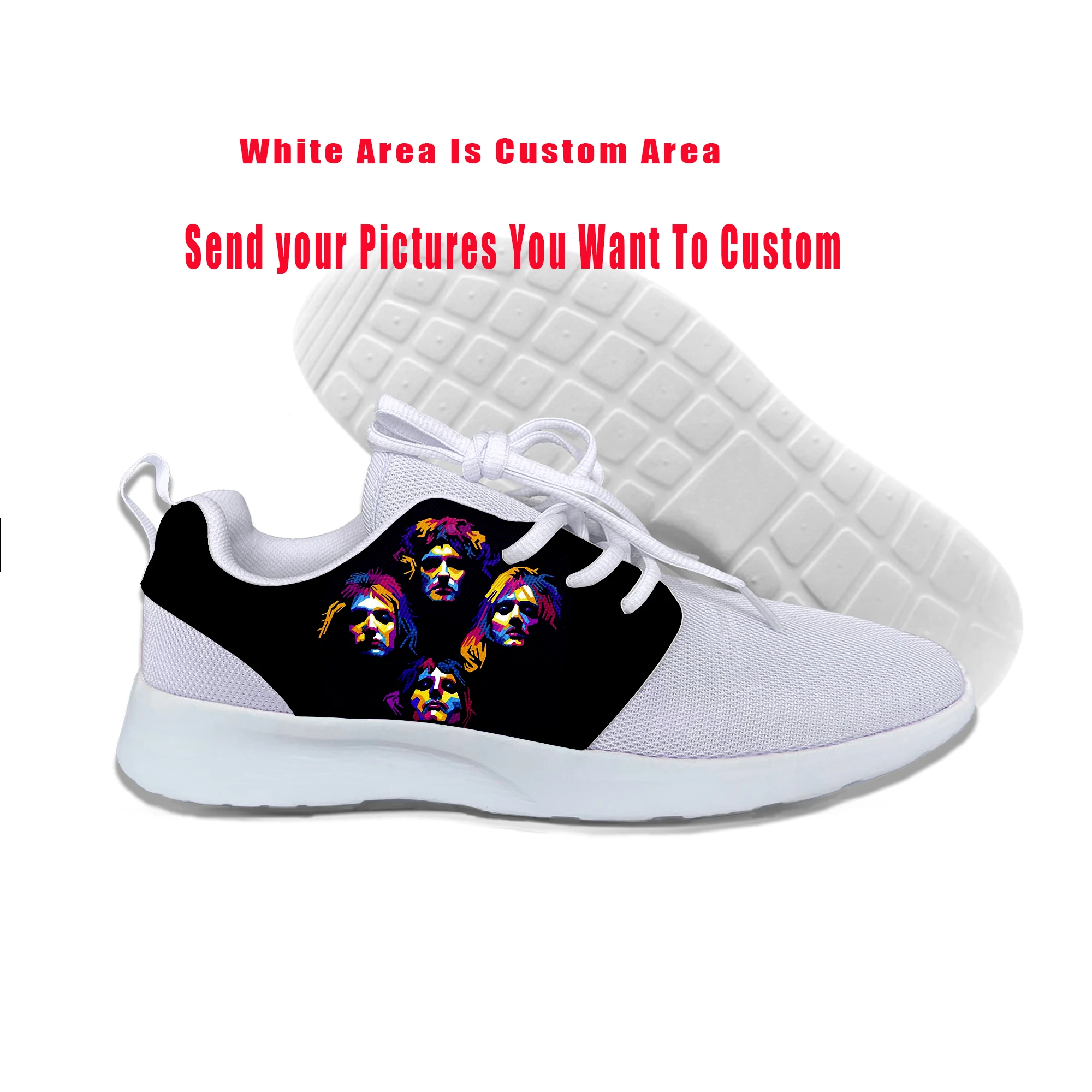 2019 Hot Freddie Mercury The Queen Band Shoes Mens Hip Hop Rock Hipster Sports Lightweight-Breathable Custom DIY | Обувь