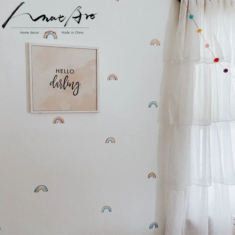 Тканевая Наклейка на стену радуга Детская Акварельная наклейка настенные