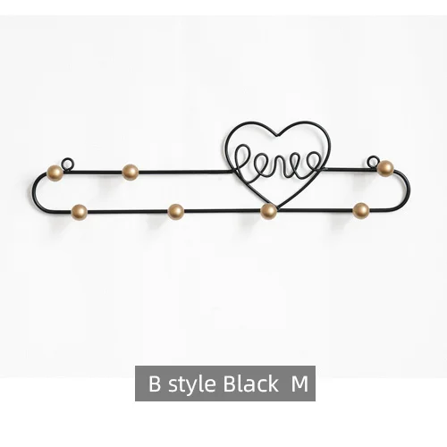B Black -M Домашняя вешалка для ключей, настенный держатель для кухонного зонта, металлические тепловые крючки для сумок, одежды, ванной комнаты, настенная вешалка для ключей, Декоративная вешалка - Цвет: B Black -M