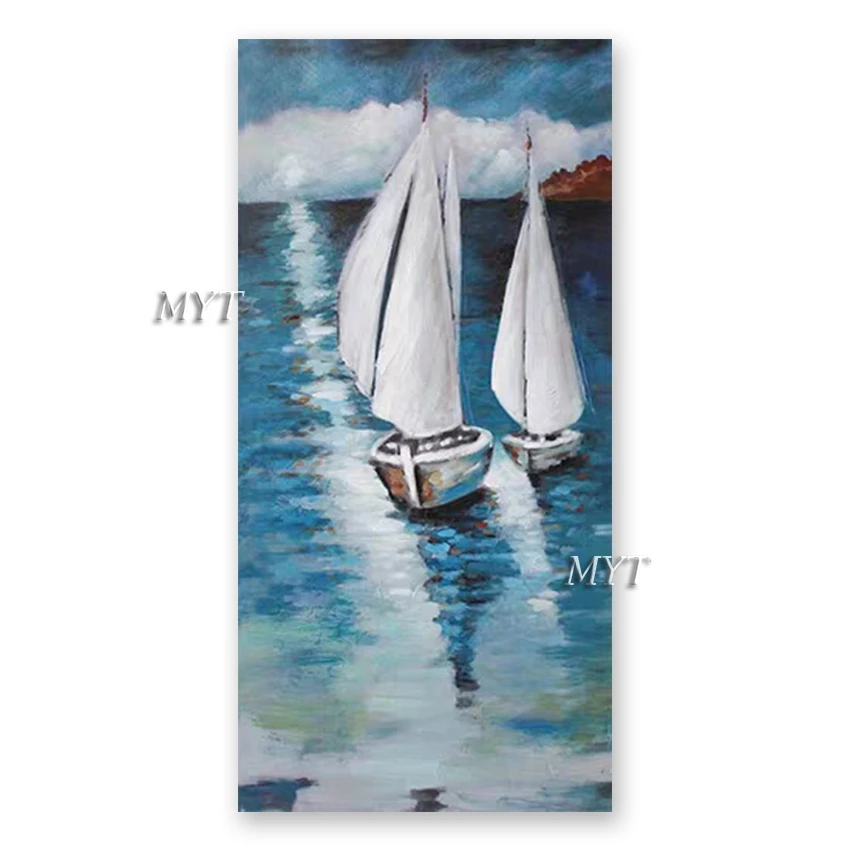 

No Framed Hand Painted Beautiful Wall Painting Abstract Sailing Boat Ship 1 Panel Wall Art Paintings Picture Acrylic Artwork Pi